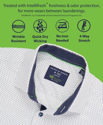 Men's Slim Fit Non-Iron Floral-Print Performance Stretch Dress Shirt