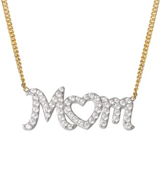 Giani Bernini Cubic Zirconia Circle Mom Pendant Necklace in 18k