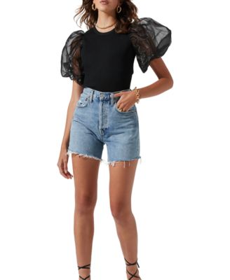 ASTR the Label - Avery Puff Sleeve Open Back Top