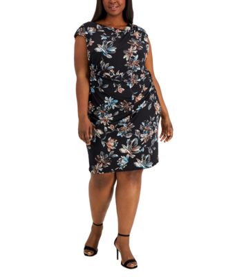 Connected Plus Size Floral Cap-Sleeve Sheath Dress - Macy's