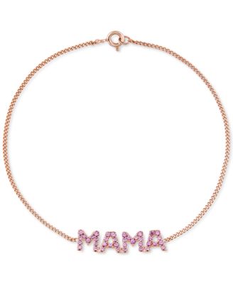 Macy's - Lab-Created Pink Sapphire MAMA Bracelet (1/2 ct. t.w._ in 14k Rose Gold-Plated Sterling Silver
