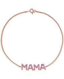 Lab-Created Pink Sapphire MAMA Bracelet in 14k Rose Gold-Plated Sterling Silver