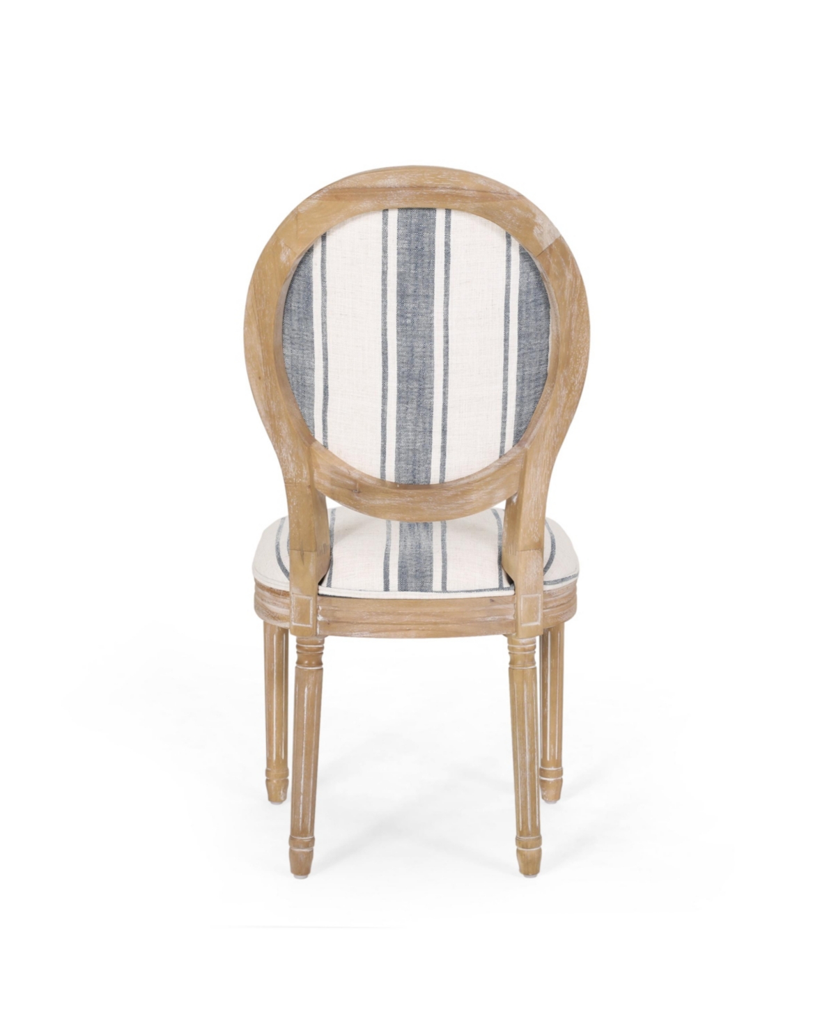 Phinnaeus French Country Dining Chairs Set, 4 Piece - Dark Blue Stripes and Light Beige
