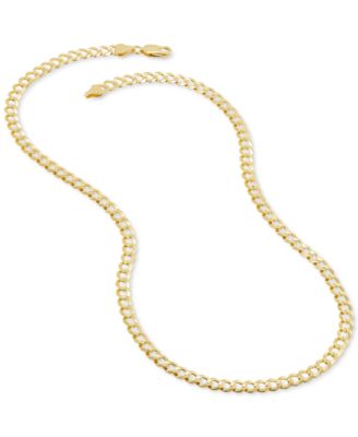 Concave Curb Link 20" Chain Necklace in 14k Gold-Plated Sterling Silver