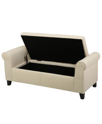 Hayes Contemporary Upholstered Storage Ottoman Bench with Rolled Arms