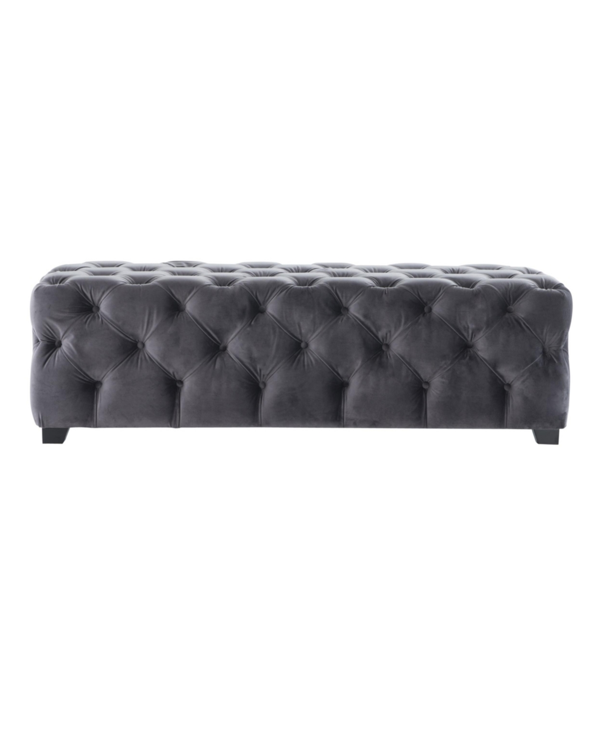 Noble House Piper Modern Glam Tufted Ottoman Bench In Gray