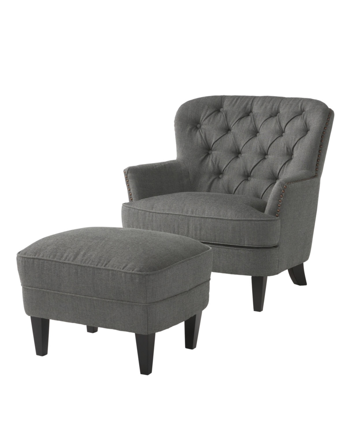 Shop Noble House Tafton Club Chair And Ottoman Set, 2 Piece In Gray