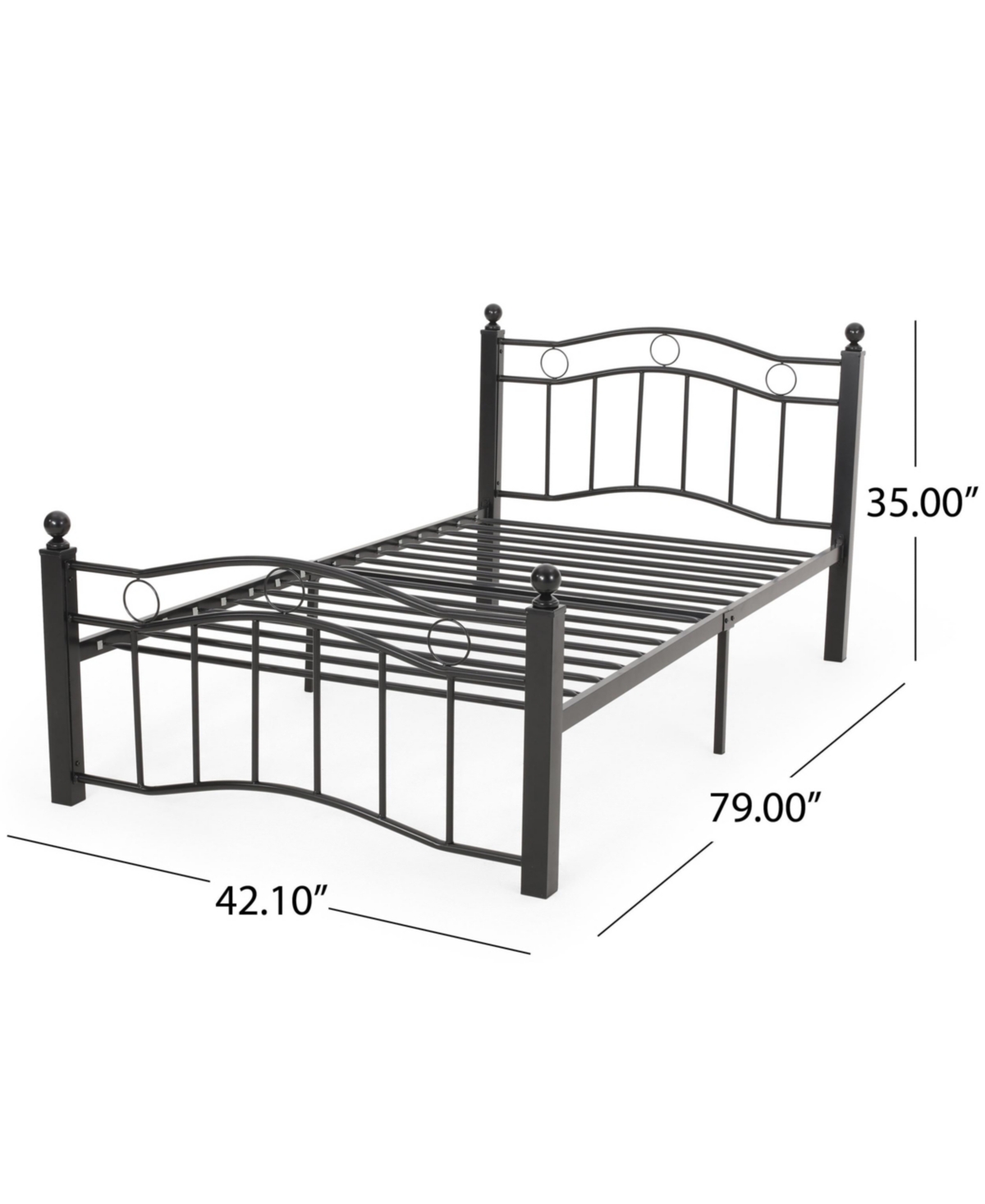 Noble House Bouvardia Contemporary Iron Bed Frame, Twin In Black
