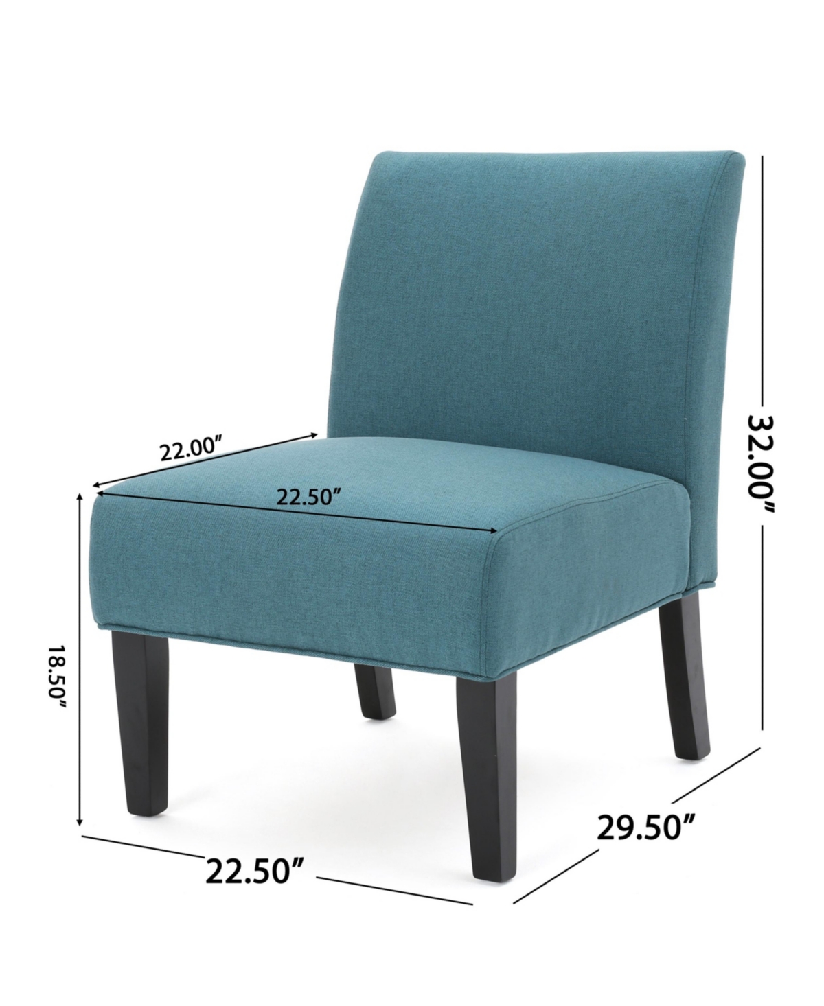 Noble House Kassi Contemporary Fabric Slipper Accent Chair In Teal