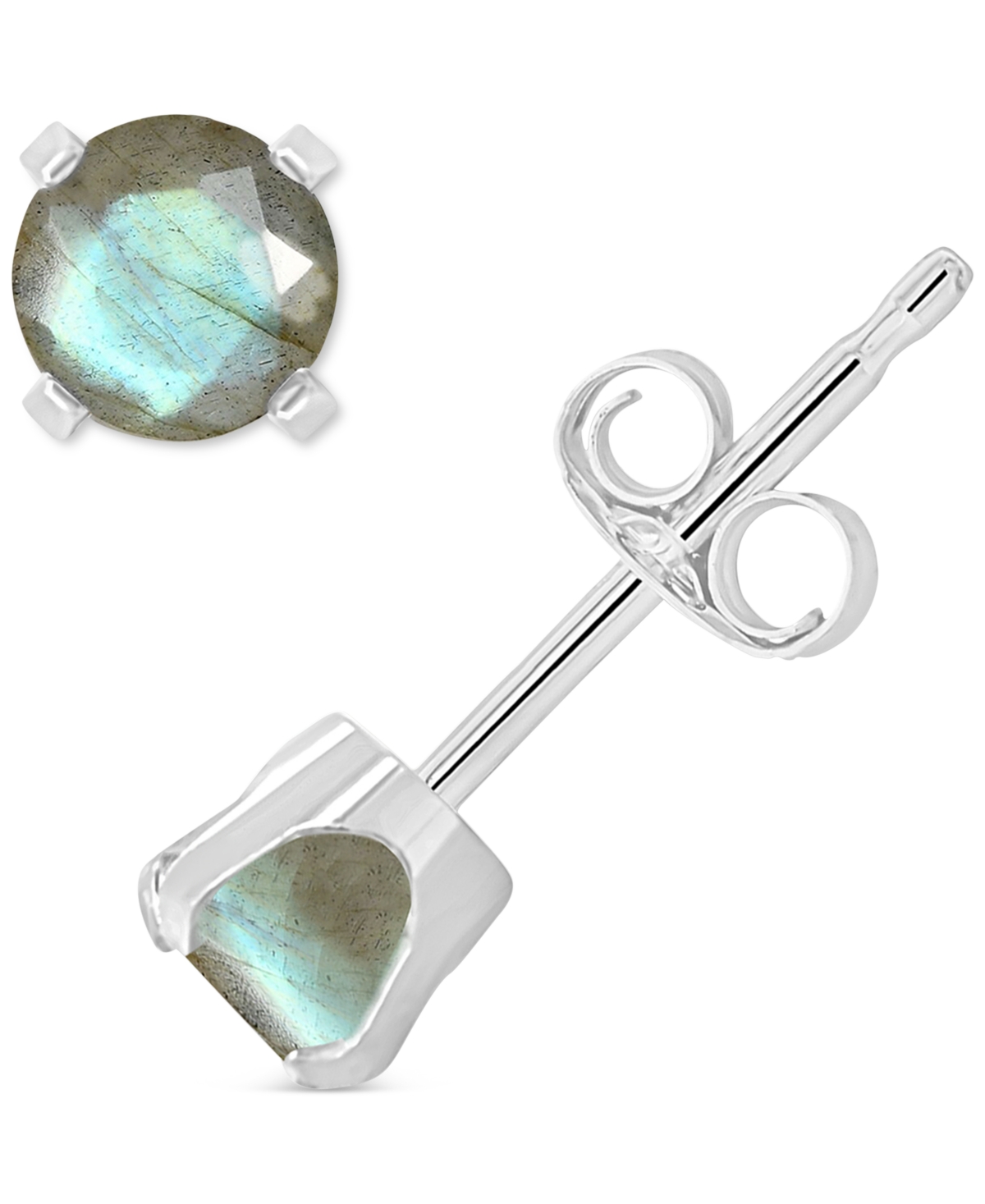 Stud Earrings in 14k Gold (Also in Onyx & Turquoise) - Labradorite/White Gpld