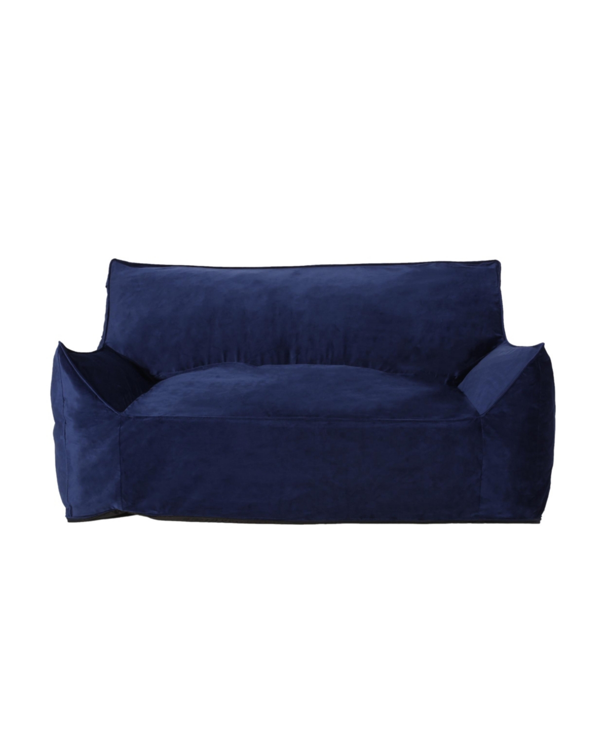 Noble House Velie Modern 2 Seater Bean Bag Chair With Armrests In Navy Blue
