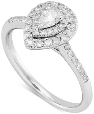 Macy's - Diamond Pear Halo Engagement Ring (1/2 ct. t.w.) in 14k White Gold