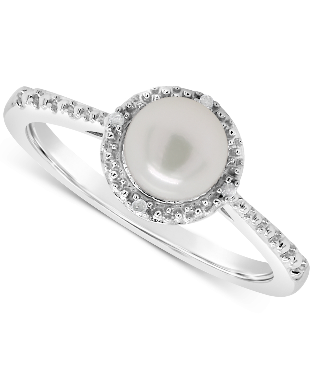 Shop Macy's Cultured Freshwater Pearl & Diamond Accent Ring In Sterling Silver (also In Onyx, Turquoise, & Labra