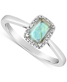 Labradorite & Diamond Accent Ring in Sterling Silver (Also in Onyx & Turquoise)