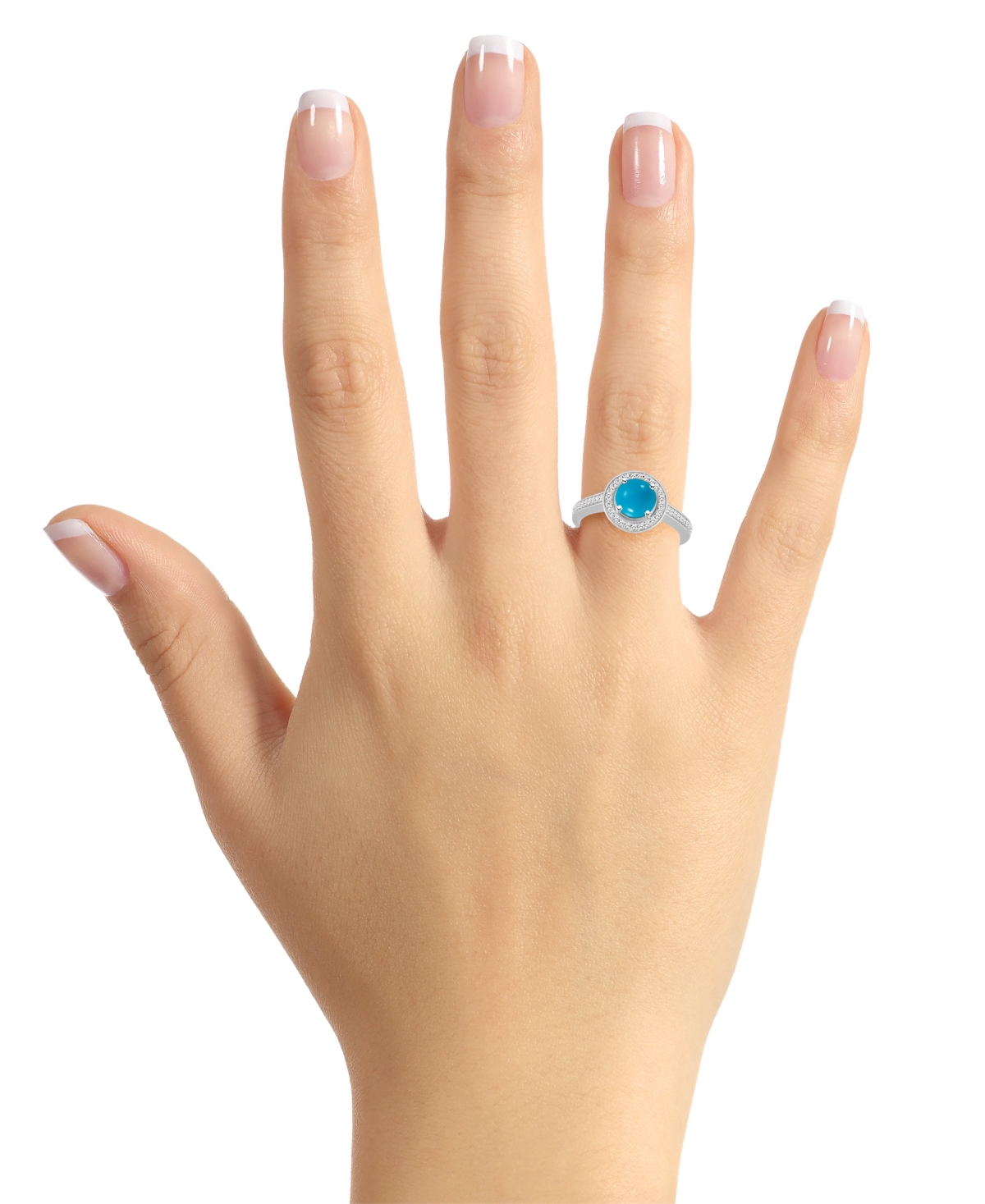 Cultured Freshwater Pearl & Diamond (1/5 ct. t.w.) Halo Ring in Sterling Silver (Also in Onyx, Labradorite & - Turquoise