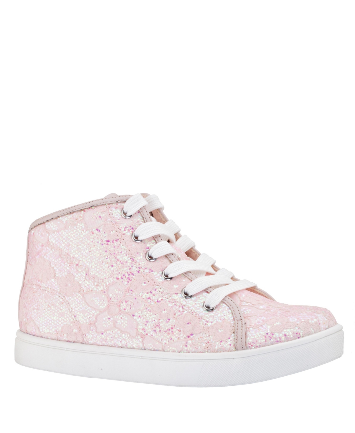 Shop Nina Big Girls Penelope Sneakers In Blush Glitter Lace