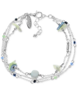 Photo 1 of Style & Co Silver-Tone Mixed Bead Multi-Row Ankle Bracelet, Created for Macy's