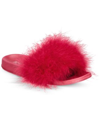 Photo 1 of SIZE 9/10 INC International Concepts Women's Marabou Pool Slides, 