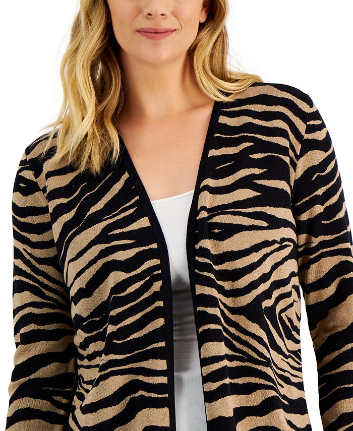 JM Collection ZebraPrint Long Open Cardigan, Created for Macy's & Reviews Sweaters Women