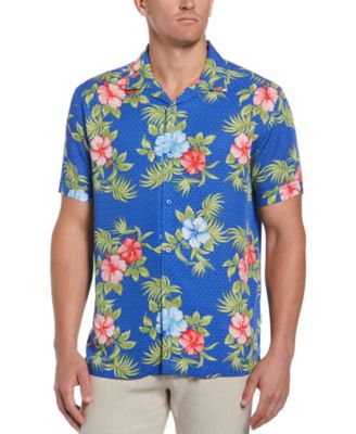 Cubavera - Men's Textured Geo Floral-Print Shirt