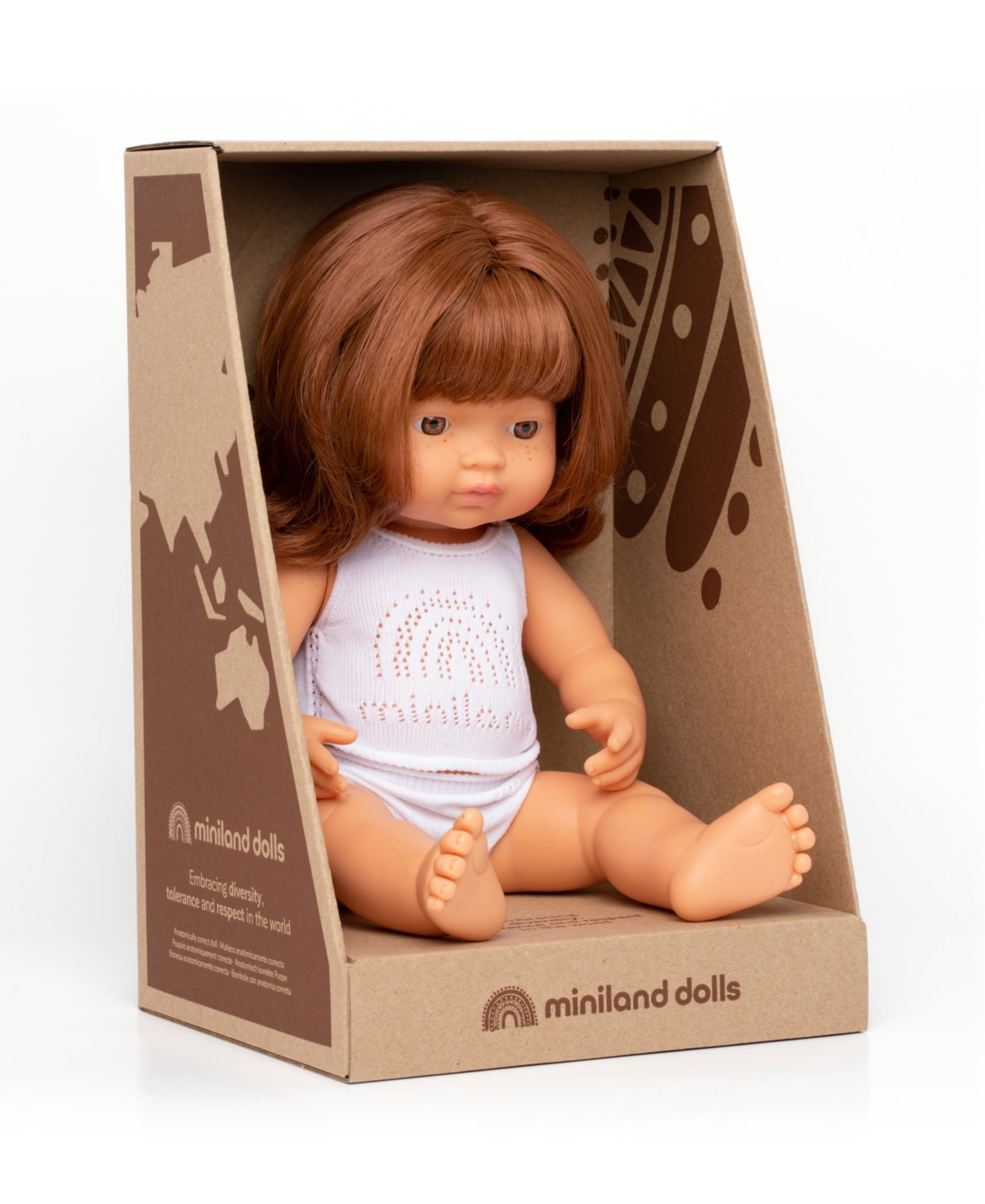 Shop Miniland 15" Baby Doll Caucasian Redhead Girl Set , 3 Piece In No Color