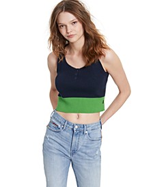 Cotton Cropped Colorblocked Sweater Tank Top