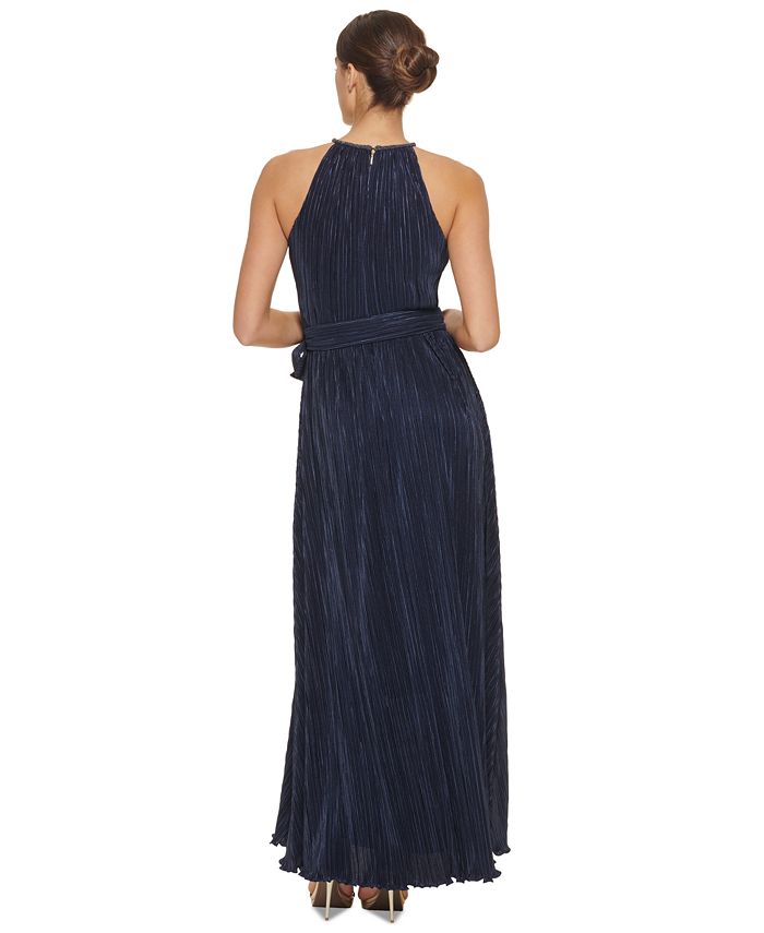 DKNY Embellished-Trim Pleated Halter Gown - Macy's