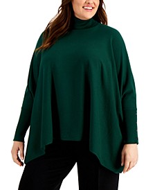Plus Size Turtleneck Poncho Sweater, Created for Macy's