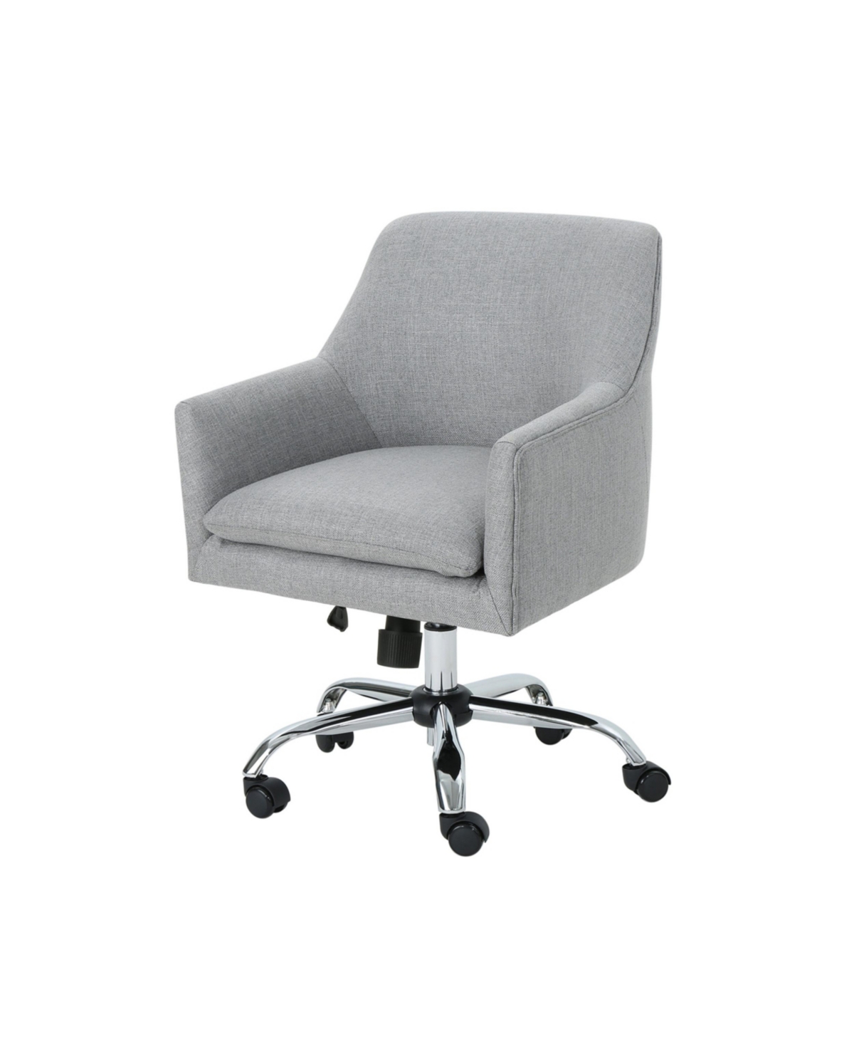 Noble House Johnson Mid Century Modern Fabric Home Office Chair With Chrome Base In Gray