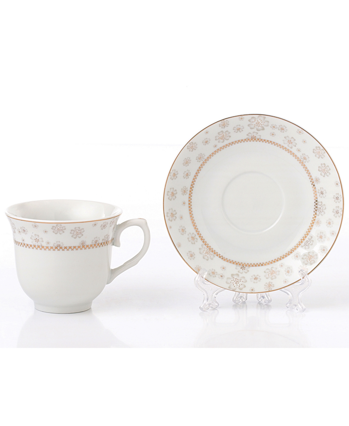 Lorren Home Trends Floral Tea and Coffee Set, 8 Piece - Gold-Tone