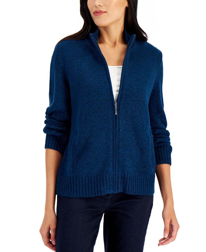 Karen Scott Petite Zip-Front Cardigan Sweater, Created for Macy's - Macy's