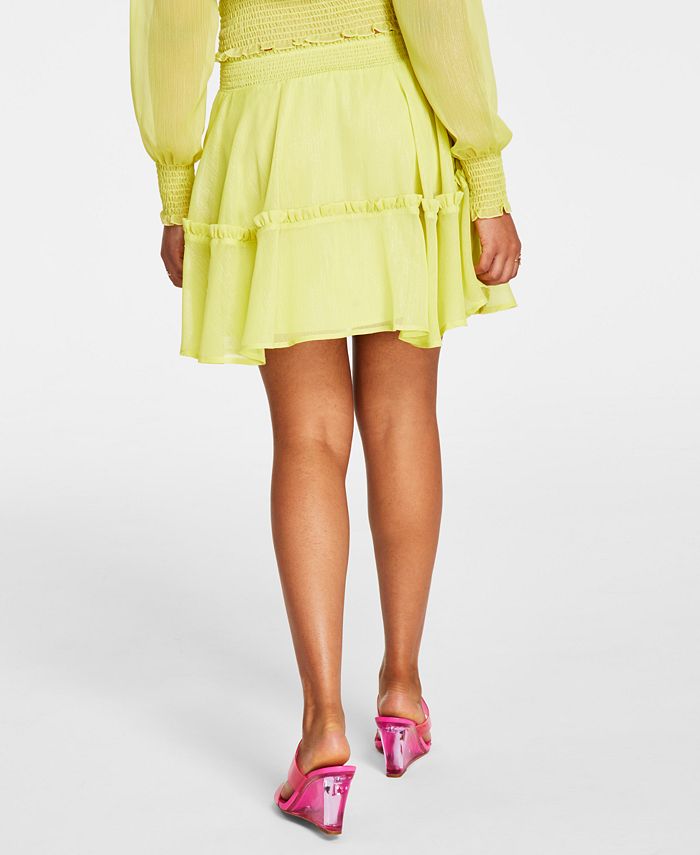 Bar III Floral Print Ruffled Skirt