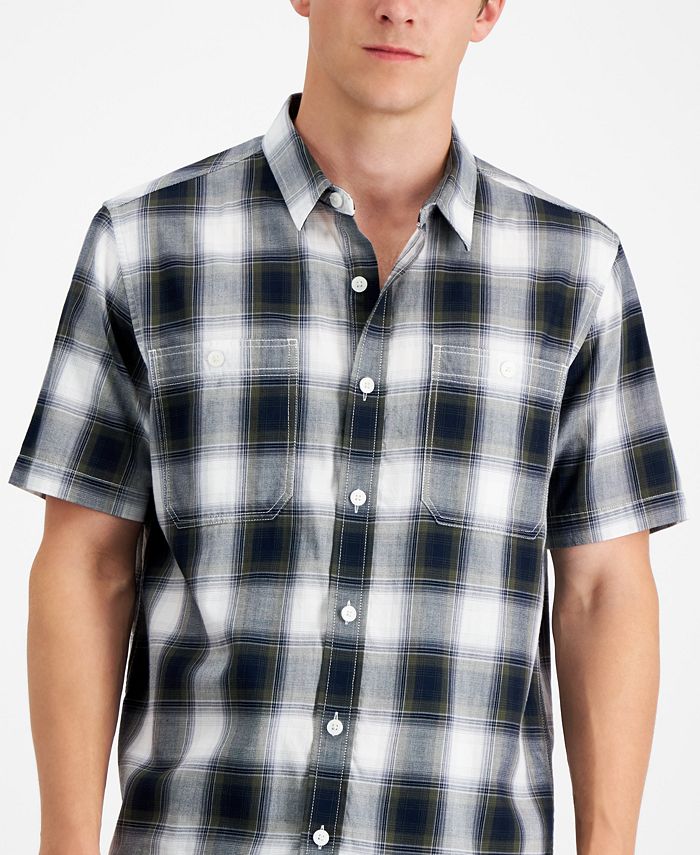 Sun + Stone Men's Devon Regular-Ft Plaid Twill Shirt, Created for Macy ...