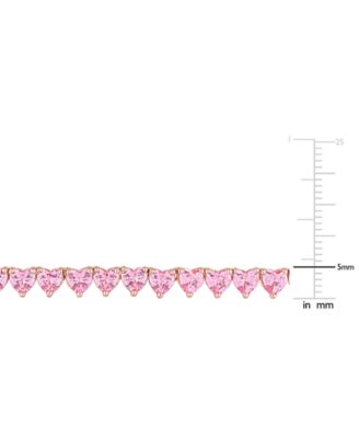 Lab-Created Pink Sapphire Heart All-Around 18 Collar Necklace (31-1/2 ct. t.w.) in Rose-Plated Sterling Silver