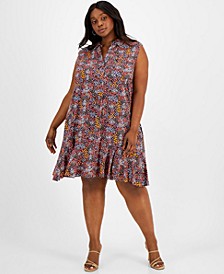 Plus Size Floral-Print Shift Dress, Created for Macy's