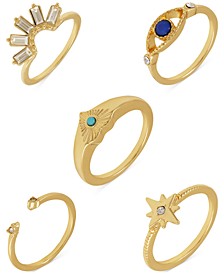 Gold-Tone 5-Pc. Set Crystal Ring Stack