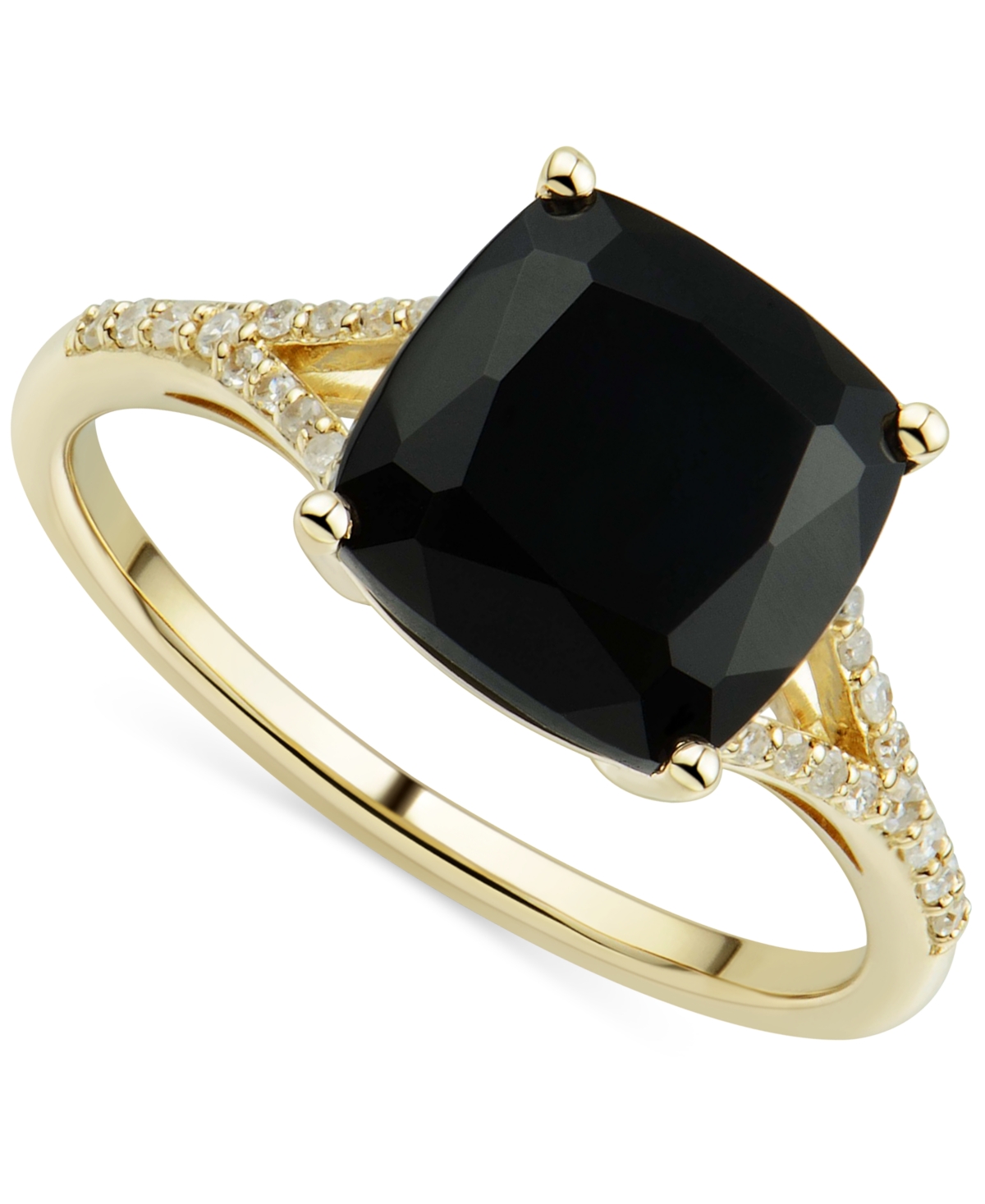 Macy's Onyx & Diamond (1/10 Ct. T.w.) Ring In 14k Gold In Black