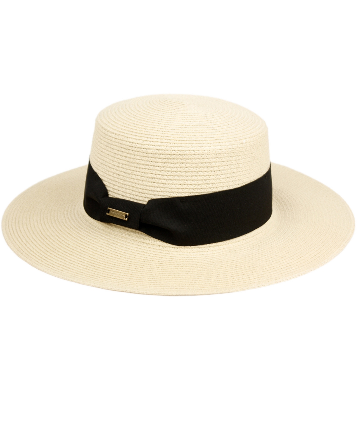 Unisex Flat Brim Boater Straw Sun Hat - Light Brown