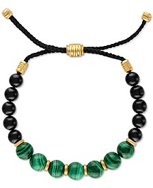 Malachite & Onyx Beaded Bolo Bracelet in 18k Gold-Plated Sterling Silver, Created for Macy's