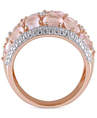 Rose Quartz (6 ct. t.w.) & Diamond (1/20 ct. t.w.) Openwork Statement Ring in Rose Gold-Plated Sterling Silver