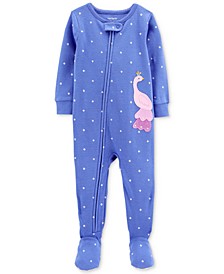 Toddler Girls 1-Pc. Snug Fit Peacock-Graphic Footed Pajamas 