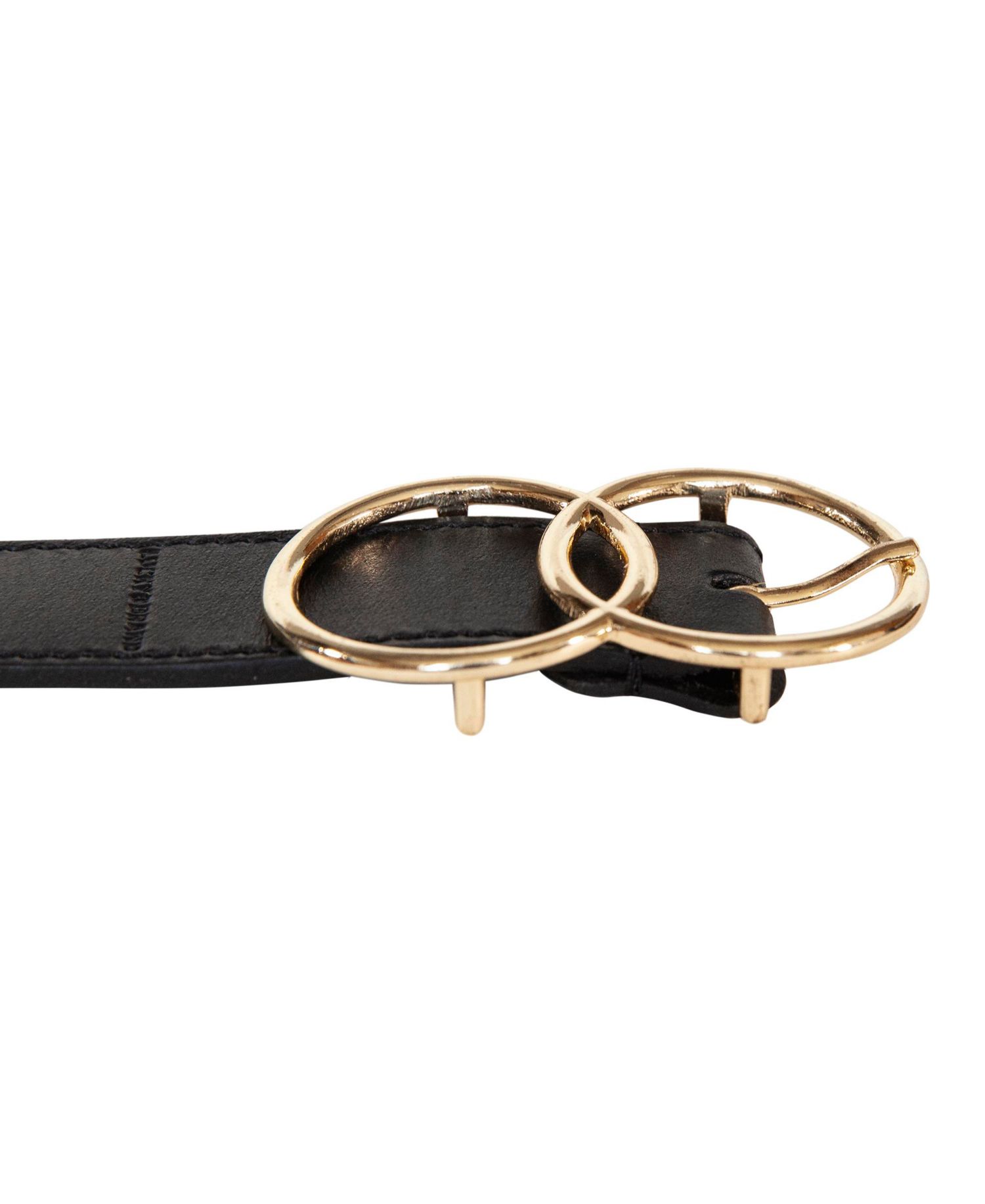Women's Double O Ring Leather Pant Belt