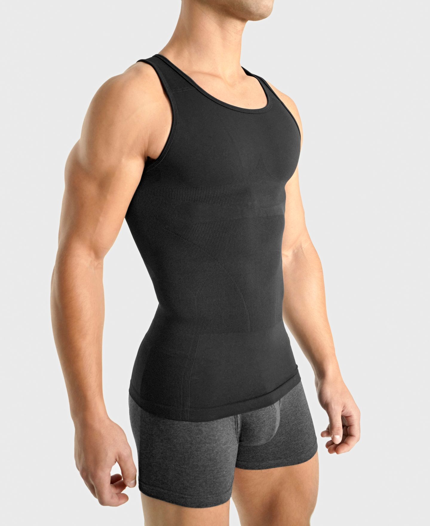 Мужской топ Rounderbum Seamless Compression Tank Top, цвет: Чёрный — фото 2