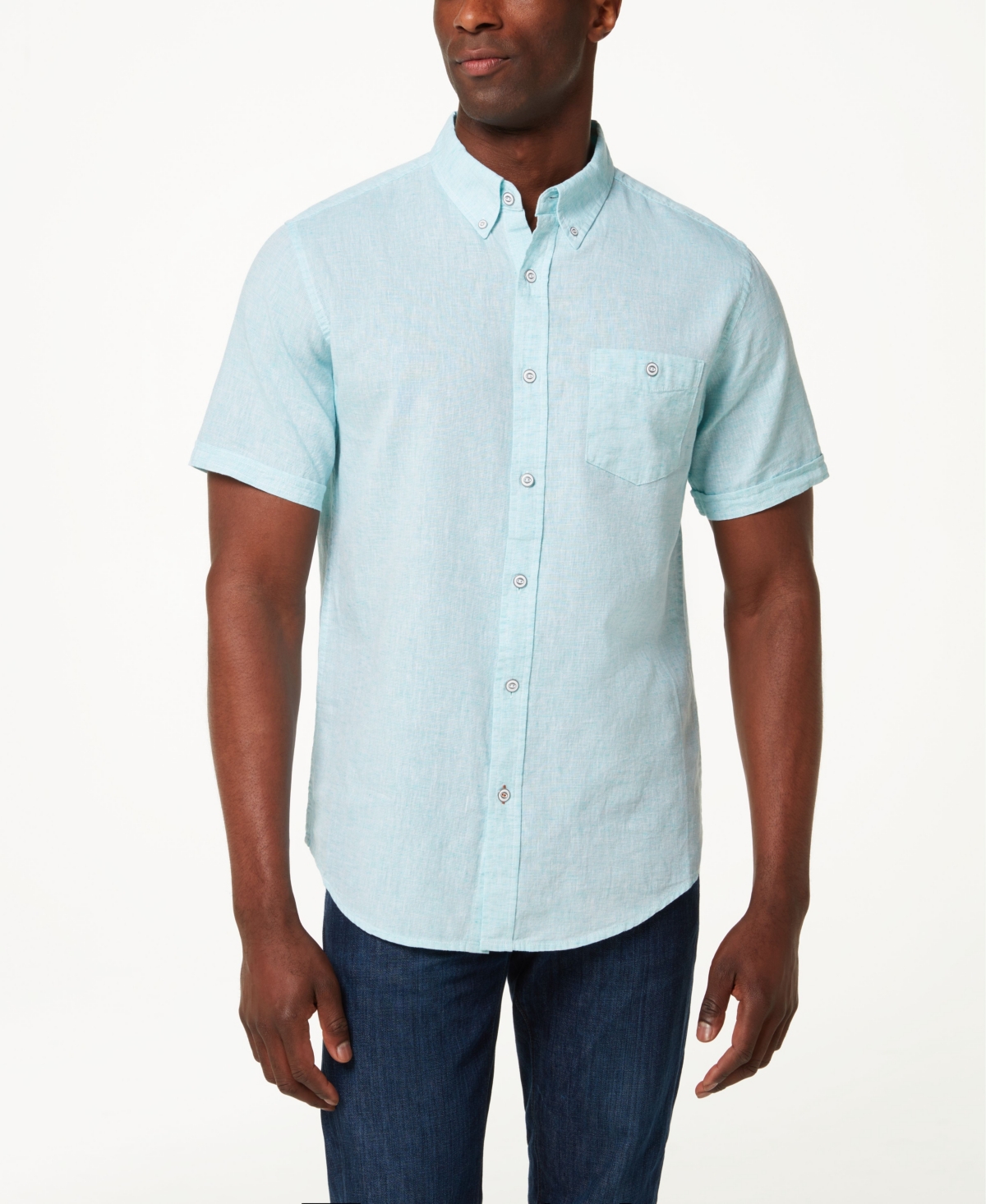 Weatherproof Vintage Men's Linen Blend Short Sleeve Button Down Shirt ...