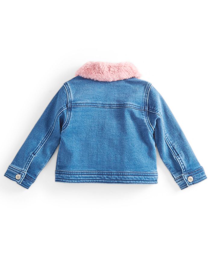 First Impressions Baby Girls Denim Jacket with FauxFur Collar, Created for Macy's Macy's