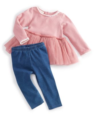 First Impressions - Baby Girls Tulle Tunic & Leggings Set