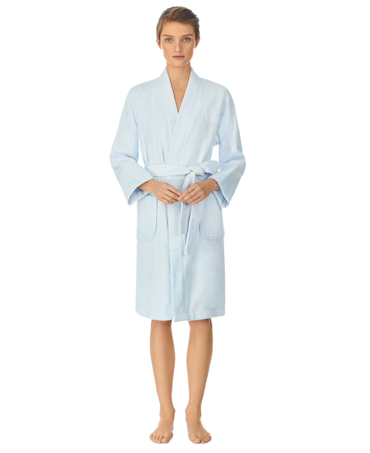 Lauren Ralph Lauren Greenwich Woven Terry Bath Robe In Estate Blue