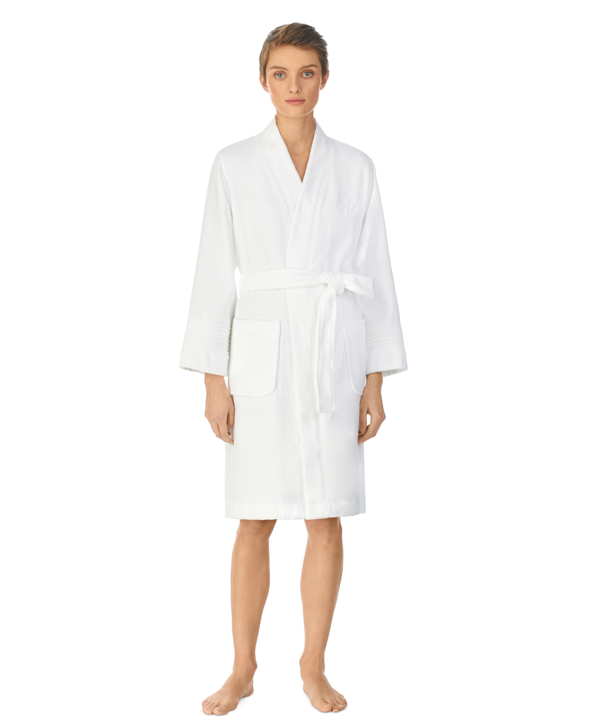 Lauren Ralph Lauren Greenwich Woven Terry Bath Robe In White