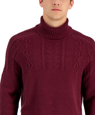 Men's Chunky Cable Knit Turtleneck Sweater
