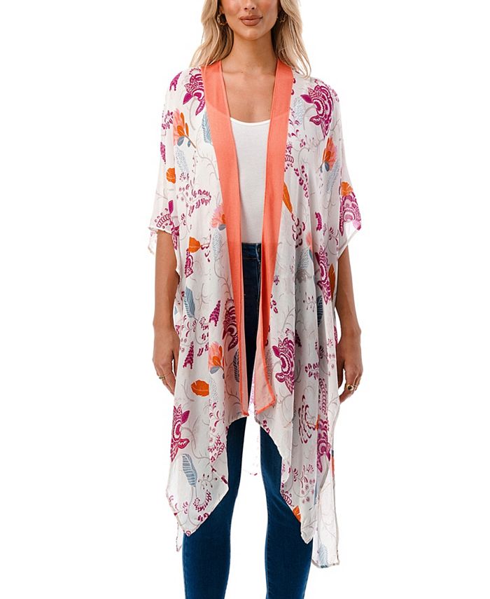 Marcus Adler Women's Lightweight Tossed Floral Kimono Wrap - Macy's